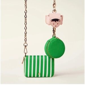 NWT- Kate Spade x Target Mini green-and-white stripe crossbody bag coin …